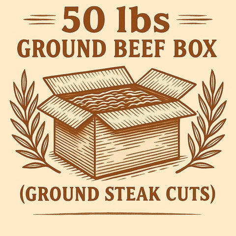 Free Shipping: 50 lbs Ground Beef Box (ground steak cuts)